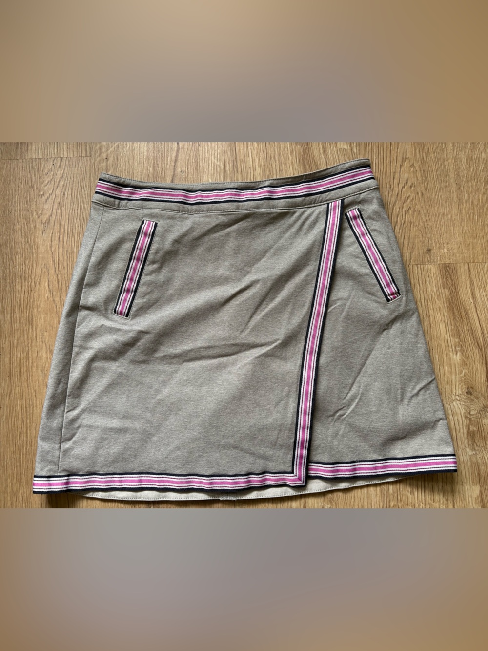 Lady Hagen Grey Golf Skort with Pink & Black Stripe Trim